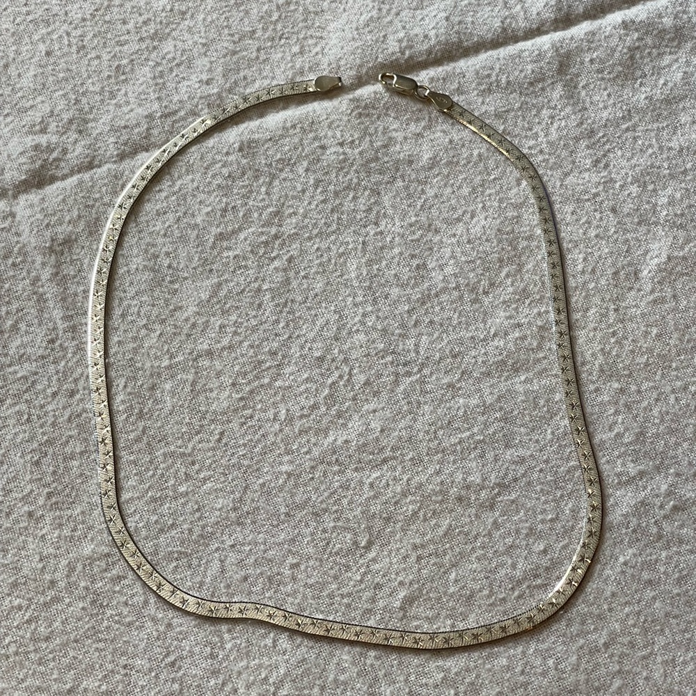 Sterling Silver Herringbone Necklace - Silver